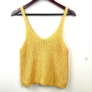 Moon & Madison Womens Tank Sz M Butter Boho Crochet Mesh Natural Earthy Coastal